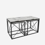 Hanah Home Defne - Juego de mesa de centro Mármol Blanco y Negro